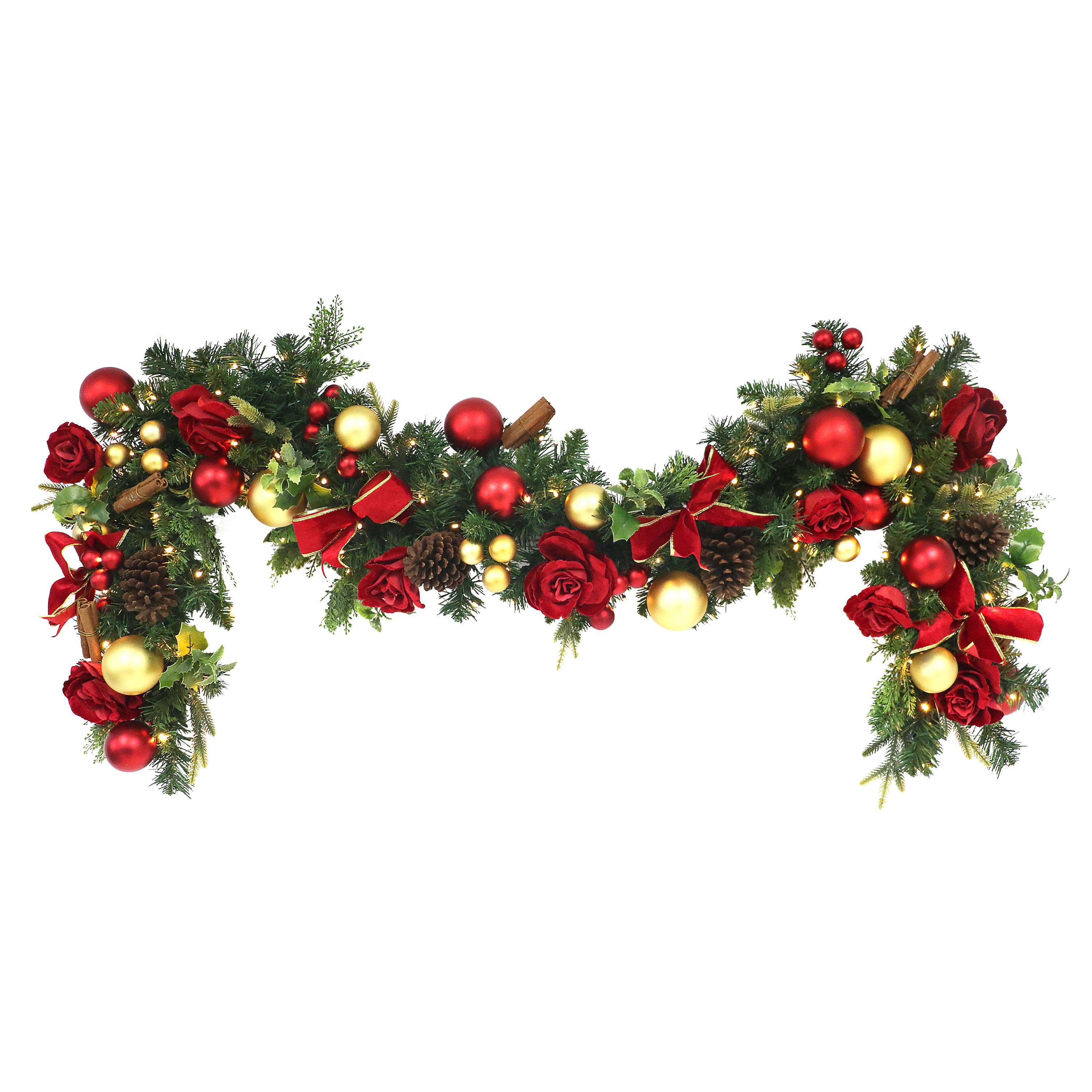6ft. Pre-Lit Red & Gold Adorned Artificial Garland